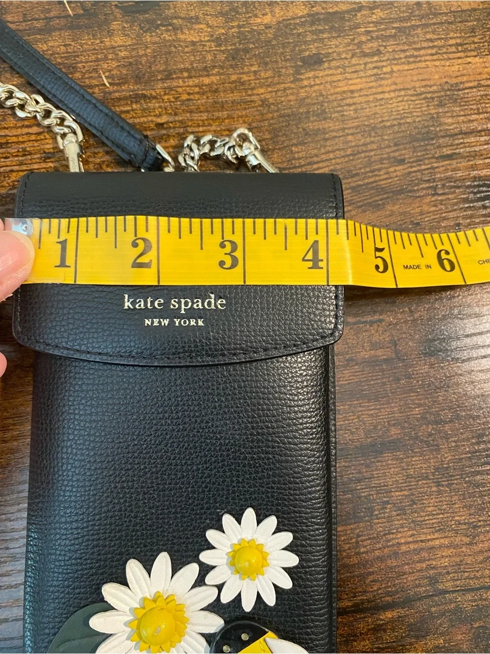 kate spade Black Daisy Bee Crossbody Phone Pouch